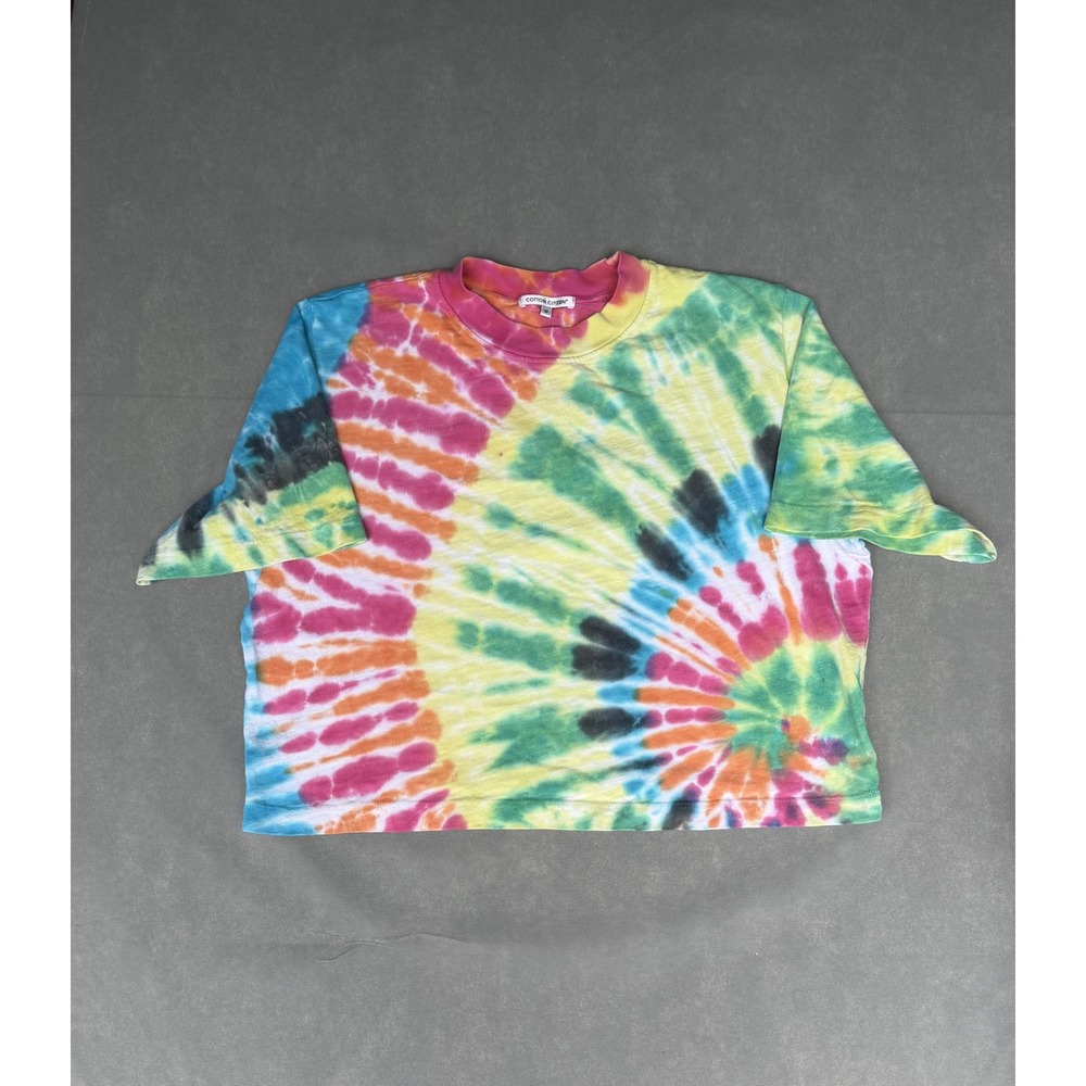 Cotton Citizen Multicolor Tie Dye Short Sleeve Relaxed Crop T-Shirt Size M USA